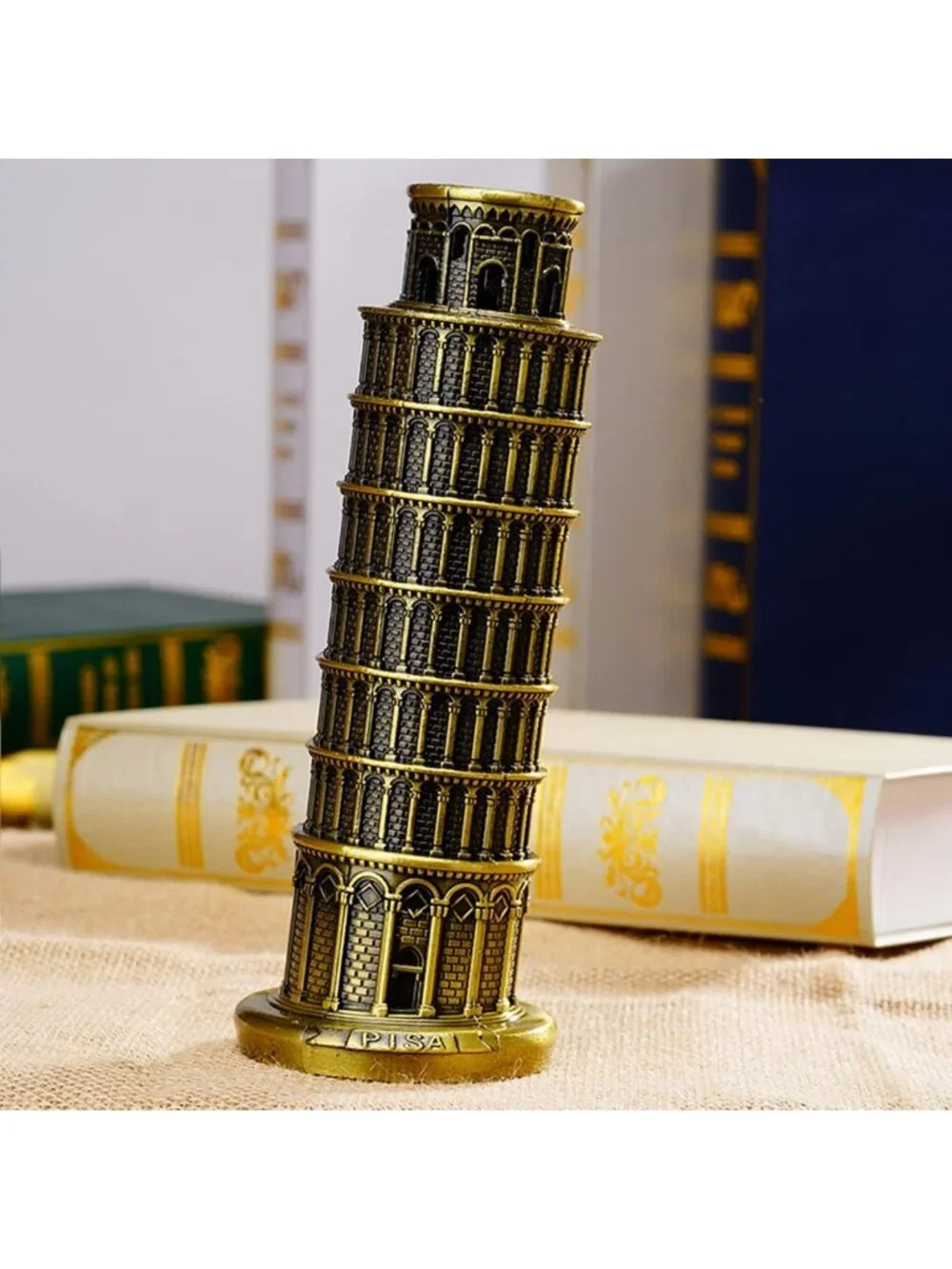 Metallic Leaning Tower of Pisa Statue Figurine - Unique Home Decor & Party
